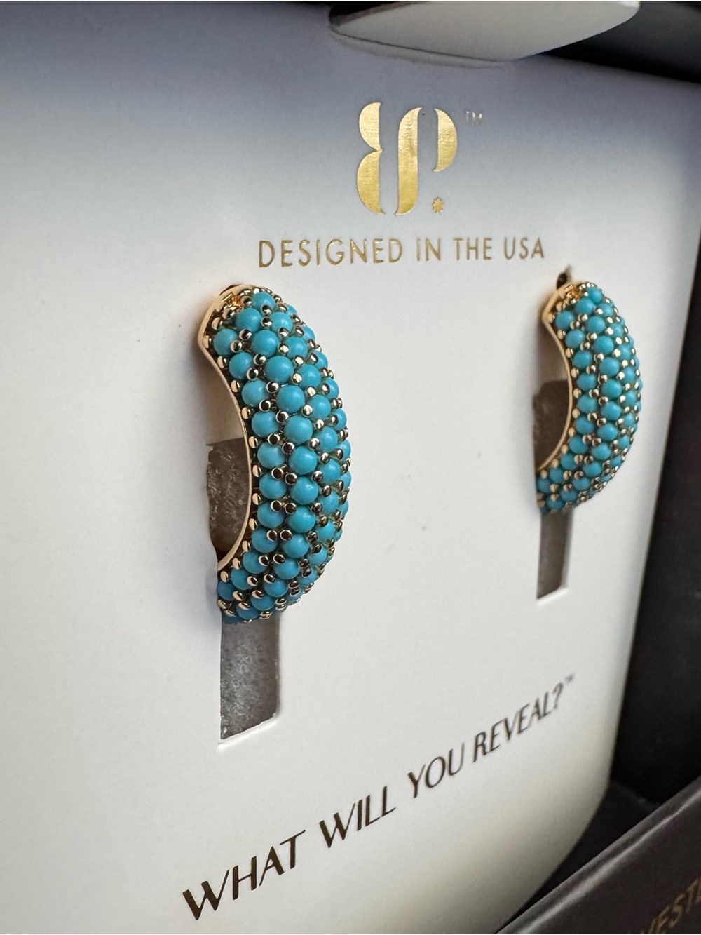 NWT Bomb Party Earrings - Turquoise/Gold - Picture 2 of 4